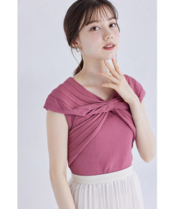 リボンデザインリブニットプルオーバー【rifese リフューズ】 tocco closet ＊スペシャルプライス品につき返品/キャンセル/配送日指定不可/ラッピング不可/少量在庫のセールの為交換は出来かねる場合がございます。