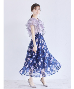 ウエストライン入りフラワープリントレースフレアスカート 8月8日(木)再販決定☆【jerance ジェランス】 tocco closet(トッコクローゼット)