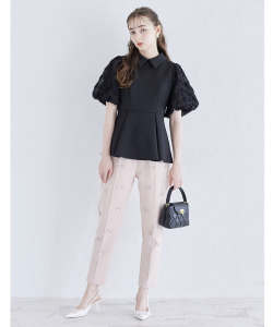 リボン付きテーパードパンツ 8月13日(火)再販決定☆【coration コレイション】≪tocco closet luxe≫ tocco closet(トッコクローゼット)