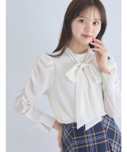 ２ＷＡＹボウタイリボン付きシャーリングスリーブブラウス【culusy】 tocco closet(トッコクローゼット)＊スペシャルプライス品につき返品/キャンセル/配送日指定不可/ラッピング不可/少量在庫のセールの為交換は出来かねる場合がございます。