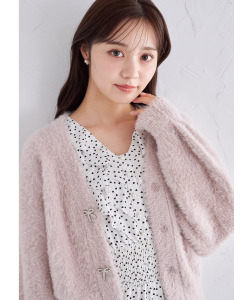 ビジューリボン釦シャギーニットカーディガン 9月16日(火)オフィシャルサイト限定再販☆【saniela サニーラ】 tocco closet(トッコクローゼット)※少量の在庫確保による再販売の為、交換は出来かねる場合がございます。予めご了承ください。