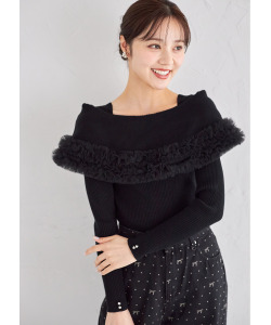 チュールフリル付きケープデザインリブニットプルオーバー【salentina サレンティナ】 tocco closet(トッコクローゼット)＊スペシャルプライス品につき返品/キャンセル/配送日指定不可/ラッピング不可/少量在庫のセールの為交換は出来かねる場合がございます。