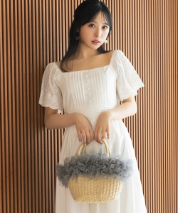 チュールフリルペーパーカゴバッグ 7月19日(土)再販決定☆【fimita フィミタ】 tocco closet《FruitCollection2025》※セレクトアイテム※小栗有以さんはグレー使用 ※少量の在庫確保による再販売の為、交換は出来かねる場合がございます。
