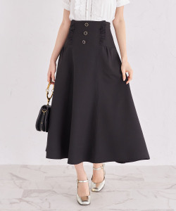 飾り釦＆フリル付きサイド切り替えフレアスカート 5月6日(火)オフィシャルサイト限定再販☆【amariva アマリヴァ】 tocco closet（トッコクローゼット）※少量の在庫確保による再販売の為、交換は出来かねる場合がございます。予めご了承ください。