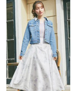 バックレースアップフラワープリントフレアスカート 3月7日(金)再販決定☆【tisania ティサニア】tocco closet(トッコクローゼット)