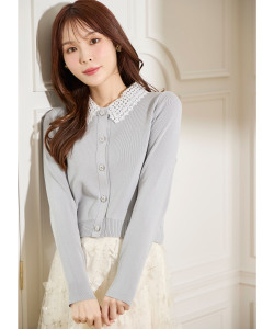 ２ＷＡＹレース襟付きビジュー釦ニットカーディガン 5月6日(火)オフィシャルサイト限定再販☆【isolara イソレラ】 tocco closet(トッコクローゼット)《@picaruuuさんコラボ》※少量の在庫確保による再販売の為、交換は出来かねる場合がございます。予めご了承ください。