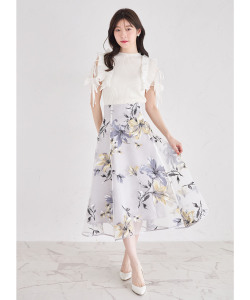 バックレースアップオパールフラワープリントフレアスカート  6月30日(月)オフィシャルサイト限定再販☆【delphia デルフィア】tocco closet(トッコクローゼット)※少量の在庫確保による再販売の為、交換は出来かねる場合がございます。予めご了承ください。