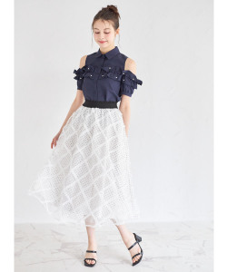 ドット×フリルチェックチュールフレアスカート 5月30日(金)再販決定☆【wilane ウィラン】 tocco closet(トッコクローゼット)