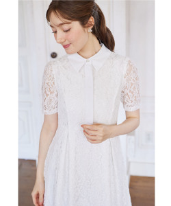 パール釦パネルライン襟付きレースワンピース 【manelie マネリー】 tocco closet(トッコクローゼット)《More Elegant》※少量の在庫確保による再販売の為、交換は出来かねる場合がございます。予めご了承ください。