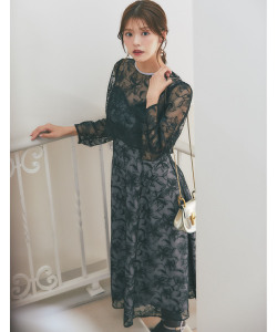 フラワー刺繍トップス×キャミワンピースセット tocco closet(トッコクローゼット)※鈴木ゆうかさんはブラック着用