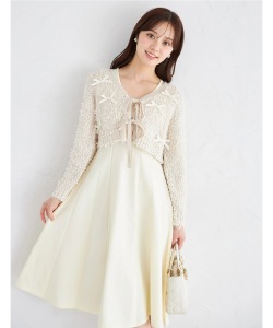 リボン付きニットボレロ×ニットワンピースセット tocco closet《HolidayCollection》＊スペシャルプライス品につき返品/キャンセル/配送日指定不可/ラッピング不可/少量在庫のセールの為交換は出来かねる場合がございます。