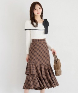チェック柄ラッフルフリルスカート  tocco closet(トッコクローゼット)