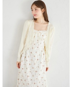 リボンレースニットカーディガン×レースフラワープリントキャミワンピースセット tocco closet(トッコクローゼット)