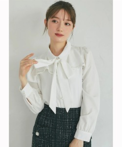 ２ＷＡＹボウタイリボン付きヨークラインレース切り替えブラウス tocco closet(トッコクローゼット)