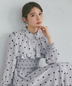 フラワージャガード×ドットヨークフリルシャーリングシャツワンピース tocco closet《DotCollection》＊スペシャルプライス品につき返品/キャンセル/配送日指定不可/ラッピング不可/少量在庫のセールの為交換は出来かねる場合がございます。