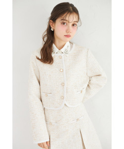 ブレード縁ツイードジャケット   tocco closet(トッコクローゼット) ＊スペシャルプライス品につき返品/キャンセル/配送日指定不可/ラッピング不可/少量在庫のセールの為交換は出来かねる場合がございます。