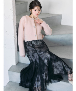 バックレースアップチュールレースティアードスカート tocco closet《RelaxWear》※中野恵那さんはブラック着用 ＊スペシャルプライス品につき返品/キャンセル/配送日指定不可/ラッピング不可/少量在庫のセールの為交換は出来かねる場合がございます。