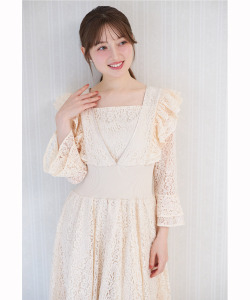 お呼ばれシーンで大活躍するウエストリブフリルレースワンピース tocco closet(トッコクローゼット) ＊スペシャルプライス品につき返品/キャンセル/配送日指定不可/ラッピング不可/少量在庫のセールの為交換は出来かねる場合がございます。