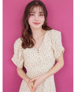 纏うだけでヒロイン♪ハート飾り釦ランダムプチハートプリントワンピース 2月24日(火)再販☆ tocco closet(トッコクローゼット)《Heart Collection》※ネイビーはオフィシャルサイト限定  ※少量の在庫確保による再販売の為、交換は出来かねる場合がございます。