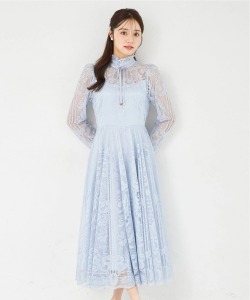 高貴な雰囲気で華やぐリボン付きパネル柄総レースワンピース  9月6日(日)再販決定☆ tocco closet(トッコクローゼット) ※ラベンダー少量の在庫確保による再販売の為、交換は出来かねる場合がございます。予めご了承ください。
