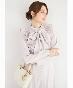 品格のある甘さを纏う２ＷＡＹボウタイリボン付きパール釦フリルワンピース  tocco closet ＊スペシャルプライス品につき返品/キャンセル/配送日指定不可/ラッピング不可/少量在庫のセールの為交換は出来かねる場合がございます。