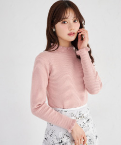 フリル付き裏起毛リブニットプルオーバー tocco closet(トッコクローゼット)