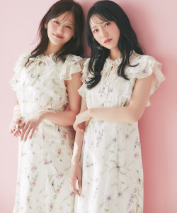 4月再販予定！入荷連絡受付中☆シアーストライプニュアンスフラワーラッフルフリルワンピース  tocco closet(トッコクローゼット)※高松瞳さんはピンク、野口衣織さんはラベンダー着用