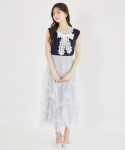 チュールタックバルーンスカート   6月20日(土)再販決定☆ tocco closet(トッコクローゼット)《Heart Collection》《Blooming in Blue》※ネイビーの入荷はありません