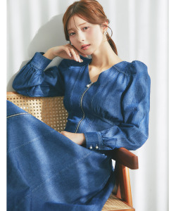 パールジップコルセットライクデニムワンピース 3月10日(火)再販決定☆ tocco closet(トッコクローゼット)※松川星さんはインディゴ着用