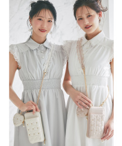 清楚な華やかさも細見えも叶えるリボンレースシャツワンピース 5月28日(木)再販決定☆  tocco closet(トッコクローゼット)※高松瞳さんはオフホワイト、野口衣織さんはアイスグレー着用