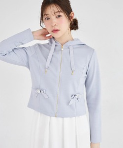 パールビジュー×リボン付きボンディングパーカー  tocco closet(トッコクローゼット) ＊スペシャルプライス品につき返品/キャンセル/配送日指定不可/ラッピング不可/少量在庫のセールの為交換は出来かねる場合がございます。