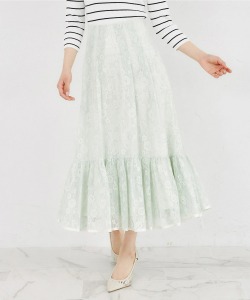 バックレースアップフラワーレースフレア切り替えスカート   tocco closet(トッコクローゼット) ＊スペシャルプライス品につき返品/キャンセル/配送日指定不可/ラッピング不可/少量在庫のセールの為交換は出来かねる場合がございます。