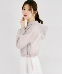 サイドリボン付きシアーブルゾンパーカー tocco closet(トッコクローゼット)　