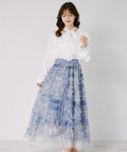 トワルドジュイプリントメニーティアードフリルチュールスカート 4月19日(日)再販決定☆  tocco closet(トッコクローゼット)　※少量の在庫確保による再販売の為、交換は出来かねる場合がございます。
