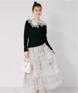 トワルドジュイプリントメニーティアードフリルチュールスカート  7月28日(火)再販決定☆   tocco closet(トッコクローゼット)　※少量の在庫確保による再販売の為、交換は出来かねる場合がございます。