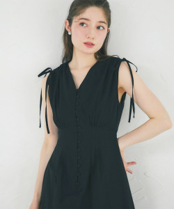 5月上旬ラベンダー再販予定！入荷連絡受付中☆誰からも愛されるコットンレーススカラップ刺繍ドロストリボンワンピース tocco closet(トッコクローゼット)《FlowerCollection》※森香澄さん、鈴木ゆうかさんはラベンダー着用