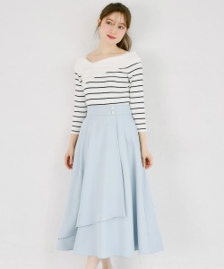 ウエストビジューボタン付きミモレ丈ラップスカート tocco closet(トッコクローゼット)