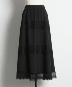 レース切り替え微起毛スカート tocco closet(トッコクローゼット)※オフィシャルサイト限定 ＊スペシャルプライス品につき返品/キャンセル/配送日指定不可/ラッピング不可/少量在庫のセールの為交換は出来かねる場合がございます。