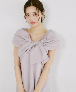 ひんやり接触冷感♪オフショル風リボンデザインワンピース tocco closet(トッコクローゼット)