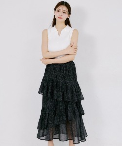 アシメプリーツドットプリントシアースカート tocco closet(トッコクローゼット)※オフィシャルサイト限定