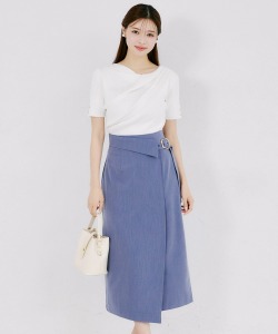 ベルト付きアシメデザインナロースカート tocco closet(トッコクローゼット)※オフィシャルサイト限定