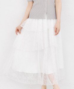 チュールレースティアードスカート tocco closet(トッコクローゼット) ＊スペシャルプライス品につき返品/キャンセル/配送日指定不可/ラッピング不可/少量在庫のセールの為交換は出来かねる場合がございます。