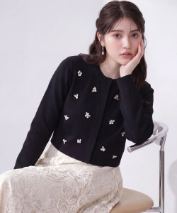 【入荷希望受付中☆】フロントビジュー装飾ニットジャケット《RequestProject》※入荷希望数により商品化しない場合がございます。
