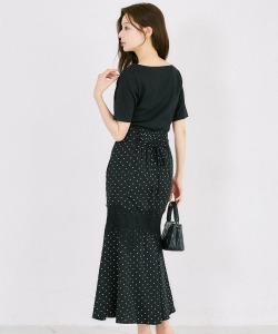 バックレースアップレース切り替えドットマーメイドスカート tocco closet(トッコクローゼット)