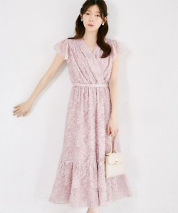 ベルト付きカットジャガードカシュクールワンピース tocco closet(トッコクローゼット)