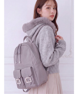 ブラック再販予定！入荷連絡受付中☆可愛いのに大容量♪デイリーに活躍するビジューバックル付きナイロンバッグ tocco closet(トッコクローゼット)※中野恵那さんはブラック使用