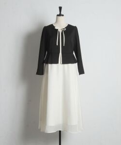 9月中旬販売予定！入荷連絡受付中☆リボン付きバイカラーペプラムワンピース《tocco closet luxe》《OccasionCollection》