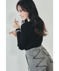 10/4販売予定！入荷連絡受付中☆後ろラッフルリボン千鳥格子柄ショートパンツ※野口衣織さんはグレー着用