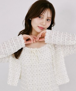 リボン付きプチフリルカットソーワンピース×カーディガンＳＥＴ　tocco closet(トッコクローゼット)　※オフィシャルサイト限定