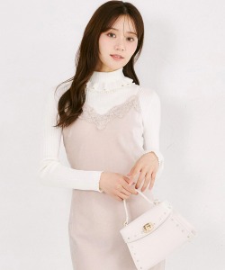 レース装飾ベロアキャミワンピース tocco closet(トッコクローゼット)※オフィシャルサイト限定